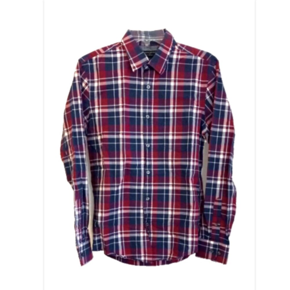 Banana Republic Teen Boys Plaid Shirt Small Long Sleeve Button Slim Fit